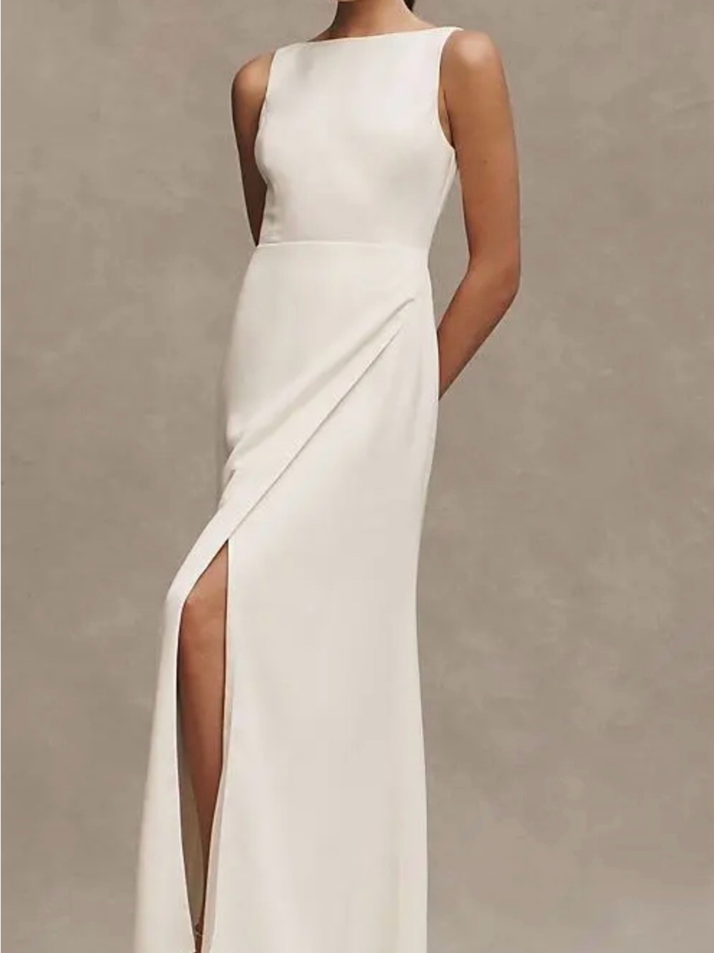 BHLDN White Sleeveless Maxi Gown with Front Slit